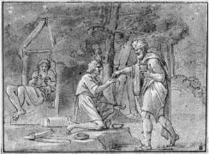 Saint Jacques Recevant L'aumone, D'apres L'albane by Michel Corneille II