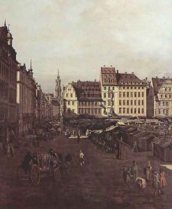 View of Dresden, The Old Market Square from the Seegasse, detail by (Giovanni Antonio Canal) Canaletto