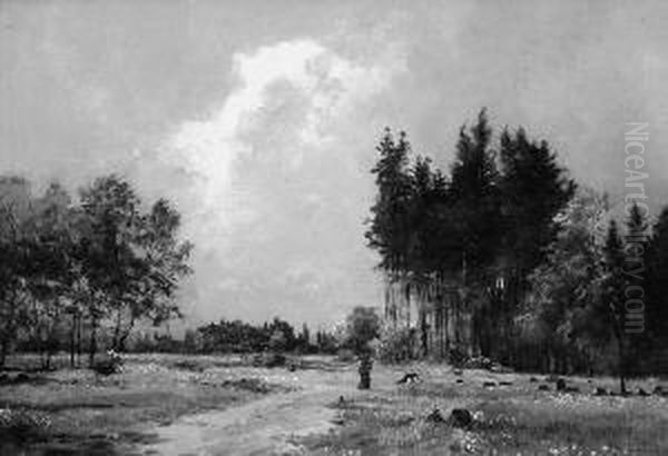 "holzsammlerin Auf Einer
Lichtung". Sign. Ol Auf Lwd. Auf Karton. Rest. 30,5 X 43 Cm.
Rahmen - view 1