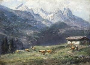 Sennerin Mit Kuhherde Auf Der
 Alm.