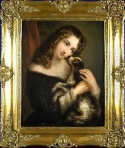 [jeune Fille Au Chien] by Jozef Cornelius Correns