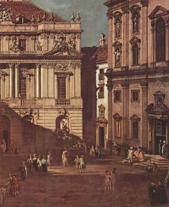 View from Vienna, the square in front of the University of South-East, detail by (Giovanni Antonio Canal) Canaletto