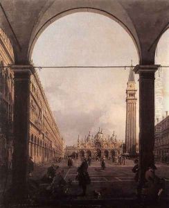 Piazza San Marco, Looking East from the North-West Corner by (Giovanni Antonio Canal) Canaletto
