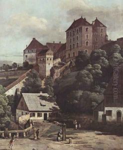 View from Pirna, Pirna from the south side of view, with fortifications and Upper (gate), and sun-stone fortress, de by (Giovanni Antonio Canal) Canaletto