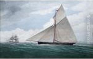 Pilot Cutter 2p Approaching A British Brig Which Is Signalling For A Pilot by Raffael Corsini