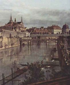 View of Dresden, the ancient moat of the kennel, the Orangerie, detail by (Giovanni Antonio Canal) Canaletto
