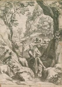 St Jerome Penitent In The Wilderness (bartsch 116) by Cornelis Cort