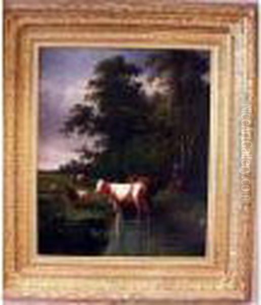 Paysage A La Mare Avec Troupeau - view 1