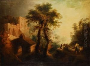 Paisaje Con Pastores Y Rebano by Andres Cortes