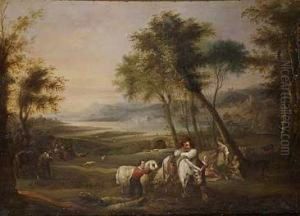 Paisaje Con Campesinos by Andres Cortes