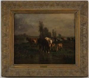 Paysanne Et Animaux A L'etang by Andres Cortes