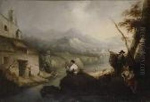 Pastor Con Ovejas / Campesinos Y Pescador