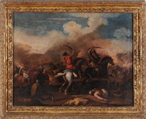 Battaglia Con Due Cavalieri In Primo Piano