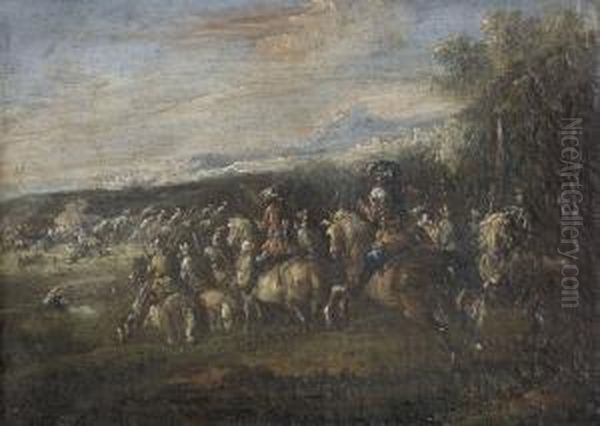 Schlachtfeld Mit Kavallerie. Gegenstucke - view 1