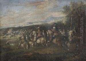 Schlachtfeld Mit Kavallerie. Gegenstucke by Guglielmo Cortese Il Borgognone