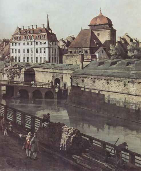 View of Dresden, the fortress plants in Dresden, fortified with trenches bridge between Wilschen gate pillar and pos - view 1
