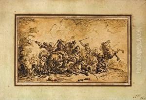 Reitergefecht by Guglielmo Cortese Il Borgognone