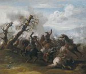 Combattimento Di Cavalleria by Guglielmo Cortese Il Borgognone
