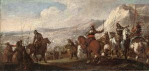 A Battlefield With Cavalrymen Giving Orders