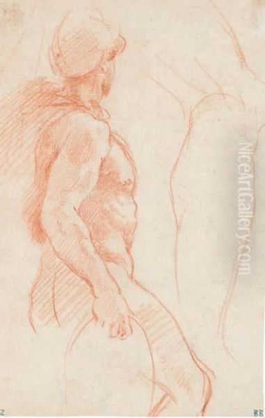 Etude D'homme Nu Casque, Etude Subsidiaire D'une Jambe - view 1
