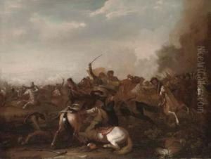 A Cavalry Skirmish by Guglielmo Cortese Il Borgognone