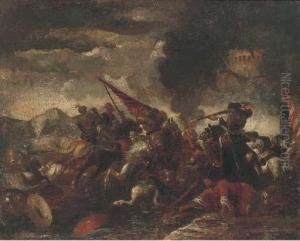 A Cavalry Battle by Guglielmo Cortese Il Borgognone