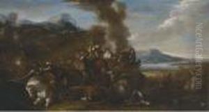 A Cavalry Skirmish by Guglielmo Cortese Il Borgognone