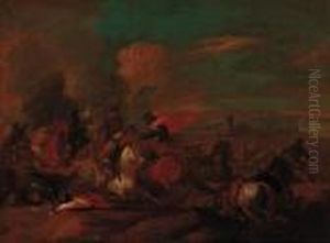A Cavalry Engagement by Guglielmo Cortese Il Borgognone