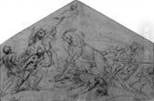 The Conversion Of Saint Paul: Design For A Lunette by Guglielmo Cortese Il Borgognone