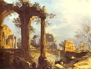 Capriccio View With Ruins 1740 by (Giovanni Antonio Canal) Canaletto