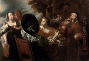 A Merry Company Drinking And Making Music In A Gardenlandscape A Merry Company Drinking And Making Music In A Gardenlandscape