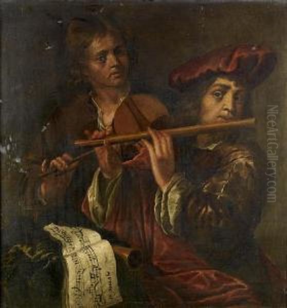 Young Musicians Playing A Violin And A Flute - view 1