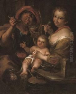 Peasants In A Tavern by Jan Cossiers