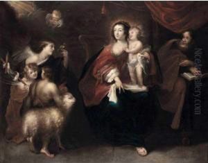The Holy Family With St. John The Baptist And Angels. by Jan Cossiers