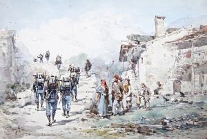 Chasseurs Alpins Traversant Un Pont by Emmanuel Costa