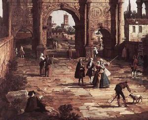Rome The Arch of Constantine (detail) by (Giovanni Antonio Canal) Canaletto