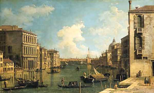 The Grand Canal, Venice, looking east from the Campo di San Vio, with the Palazzo Corner, barges and gondolas, the dome of Santa Maria della Salute - view 1