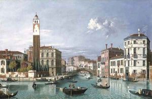 Venice The Grand Canal looking north-west towards S. Geremia and the entrance to the Cannaregio by (Giovanni Antonio Canal) Canaletto