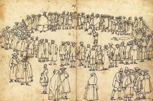 Spectators watching an acrobat by (Giovanni Antonio Canal) Canaletto