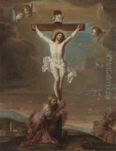 The Crucifixion With Saint Mary Magdalene by Placido Costanzi