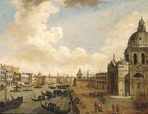 The entrance to the Grand Canal, Venice, looking East by (Giovanni Antonio Canal) Canaletto