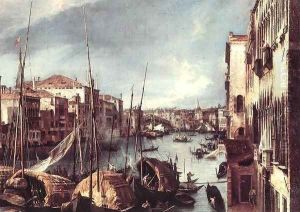 The Grand Canal with the Rialto Bridge in the Background (detail) 2 by (Giovanni Antonio Canal) Canaletto