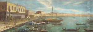 Vessels in front of the Doges palace, Venice by (Giovanni Antonio Canal) Canaletto