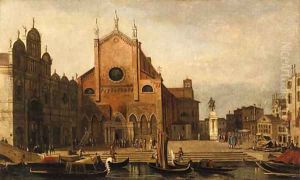 Views of Venice SS. Giovanni e Paolo and the Monument to Bartolommeo Colleoni seen from across the Rio dei Mendicanti by (Giovanni Antonio Canal) Canaletto