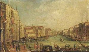 Ascension Day The Regatta on the Grand Canal, Venice, with the Palazzo Balbi on the left by (Giovanni Antonio Canal) Canaletto