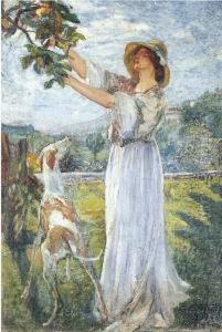 Signora Con Levriero