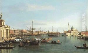 The Bacino di San Marco, looking east from the mouth of the Giudecca, the Dogana and the Riva degli Schiavone to the left and San Giorgio Maggiore by (Giovanni Antonio Canal) Canaletto