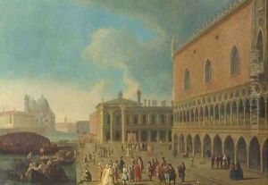 The Doge's Palace and the Piazzetta di San Marco, Venice, with the entrance to the Grand Canal and Santa Maria della Salute by (Giovanni Antonio Canal) Canaletto