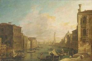 The Grand Canal, Venice, looking East from the Campo di S. Vio towards the Bacino by (Giovanni Antonio Canal) Canaletto