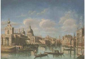 The Grand Canal, Venice, looking west to Sante Maria della Salute by (Giovanni Antonio Canal) Canaletto